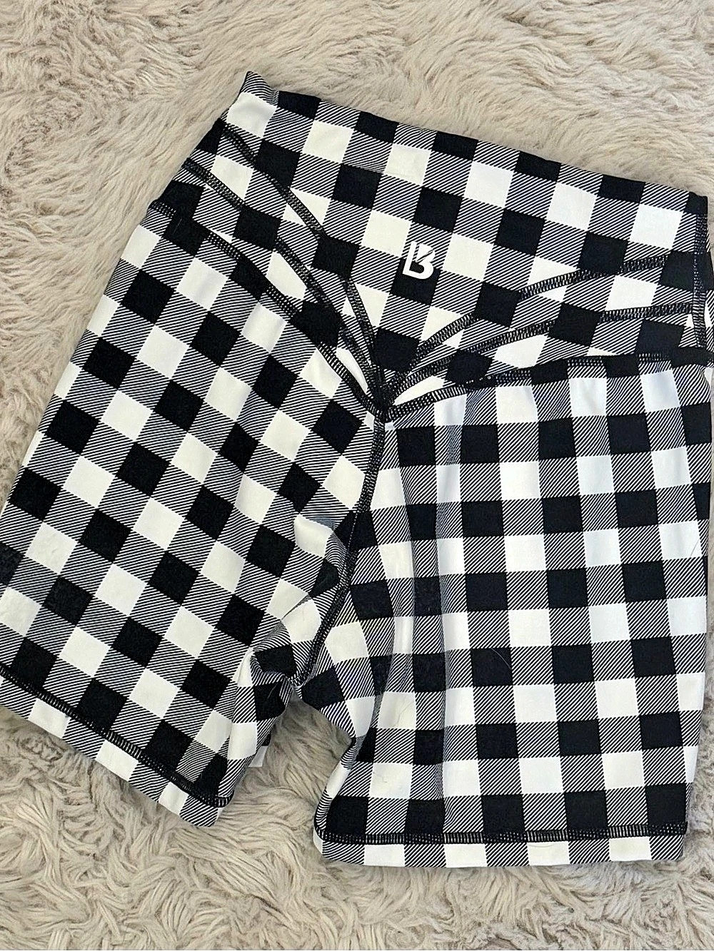 Buffbunny Checkered Bike Shorts in Black & White Size XXS